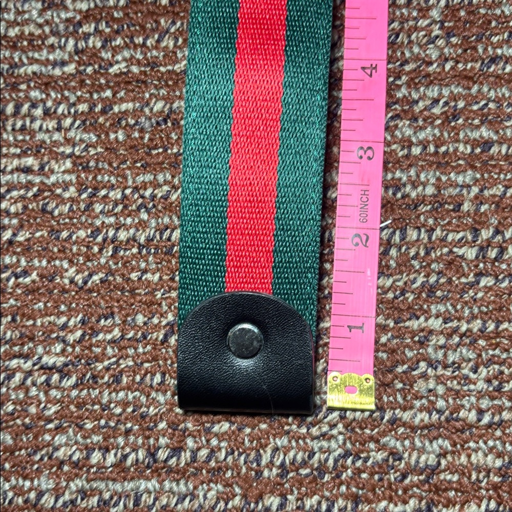 Bee belt strap (no buckle) red & green striped belt bee detail statement belt - Picture 7 of 10